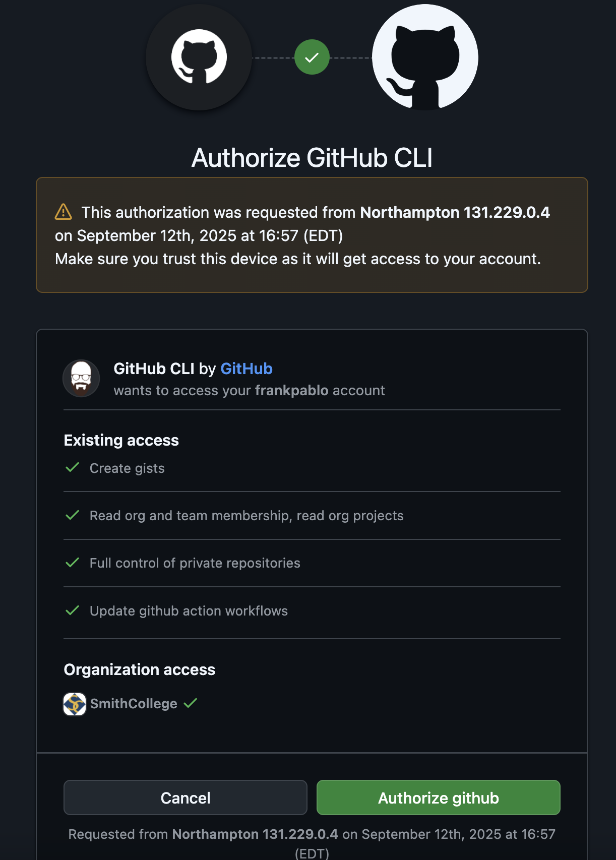 authorize GH CLI for GH